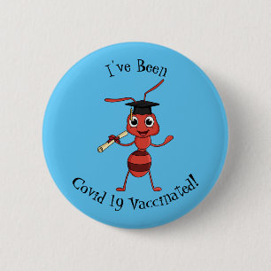 Cute happy red ant cartoon 6 cm round badge