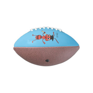 Cute happy red ant cartoon american football