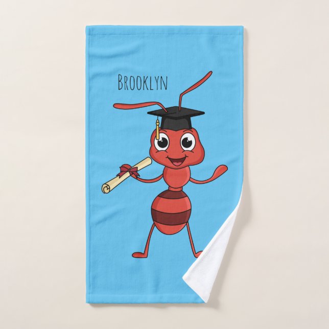 Cute happy red ant cartoon  bath towel set (Hand Towel)
