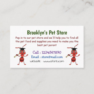 Cute happy red ant cartoon business card