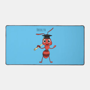 Cute happy red ant cartoon desk mat
