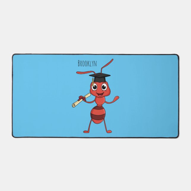 Cute happy red ant cartoon  desk mat (Front)