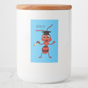 Cute happy red ant cartoon  food label