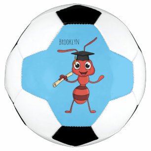 Cute happy red ant cartoon  football