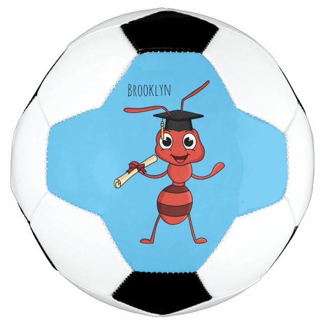 Cute happy red ant cartoon  football (Front)