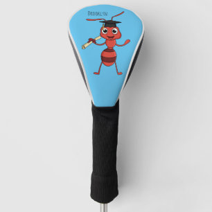 Cute happy red ant cartoon golf head cover
