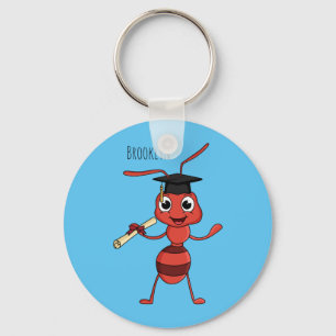 Cute happy red ant cartoon key ring