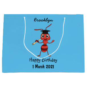 Cute happy red ant cartoon large gift bag