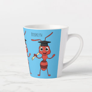 Cute happy red ant cartoon  latte mug