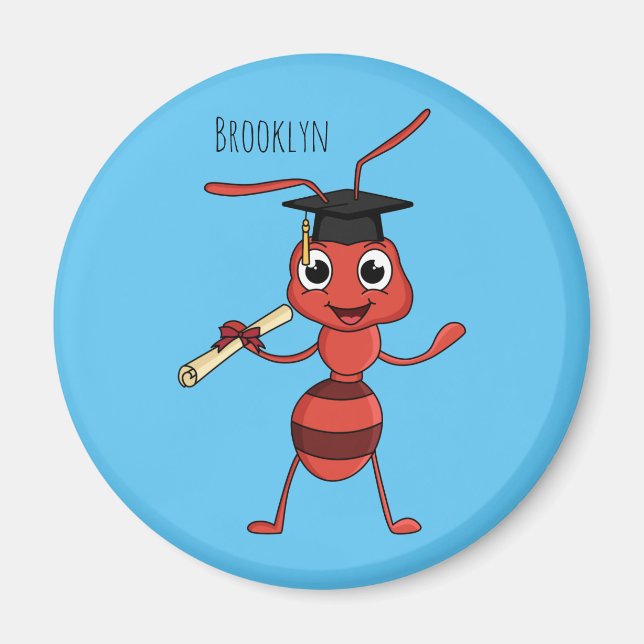 Cute happy red ant cartoon  magnet (Front)