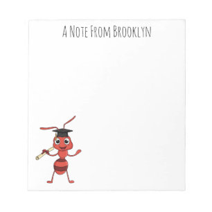 Cute happy red ant cartoon  notepad