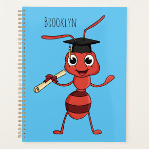 Cute happy red ant cartoon planner