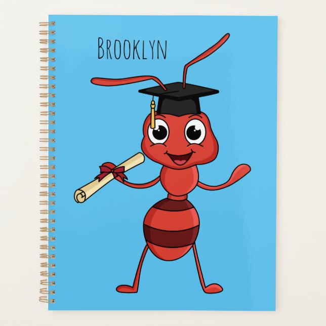 Cute happy red ant cartoon  planner (Front)