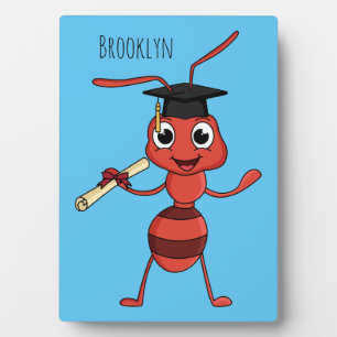 Cute happy red ant cartoon plaque