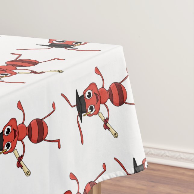 Cute happy red ant cartoon  tablecloth (In Situ)