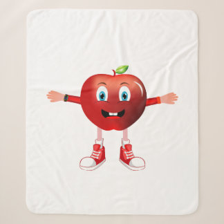 Cute Happy Red Apple Cartoon Blanket for Kids