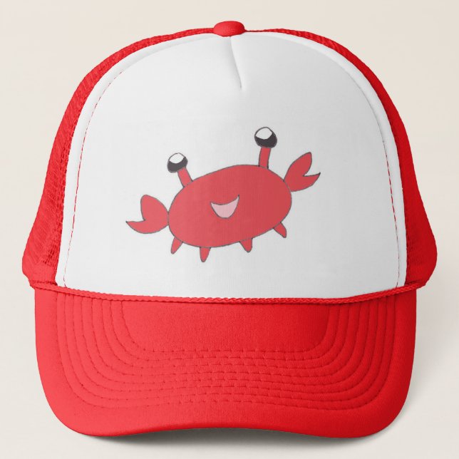 Cute Happy Red Crab Trucker Hat (Front)
