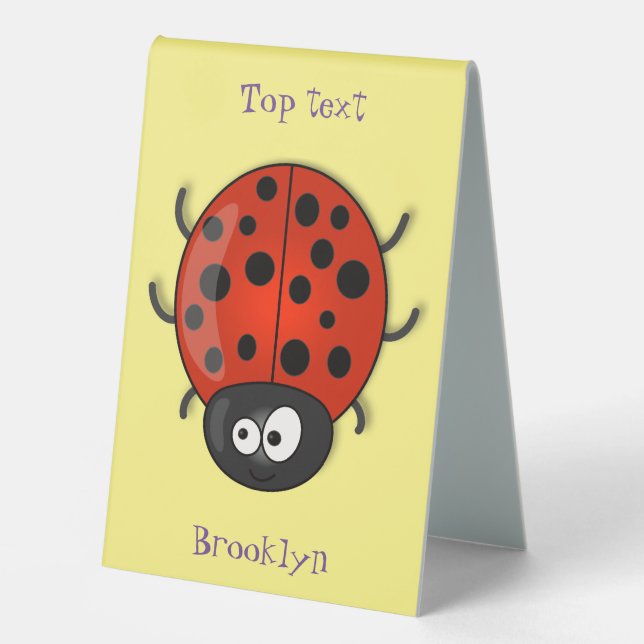 Cute happy red ladybug cartoon illustration (Front)
