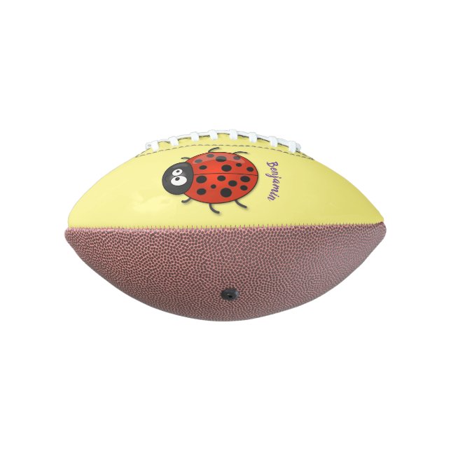 Cute happy red ladybug cartoon illustration american football (Rotated 270)
