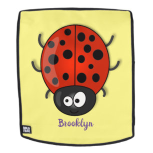 Cute happy red ladybug cartoon illustration backpack