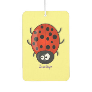 Cute happy red ladybug cartoon illustration car air freshener