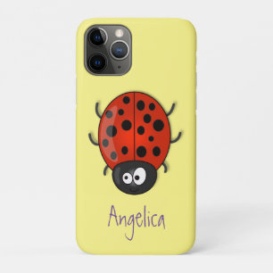 Cute happy red ladybug cartoon illustration iPhone 11 pro case