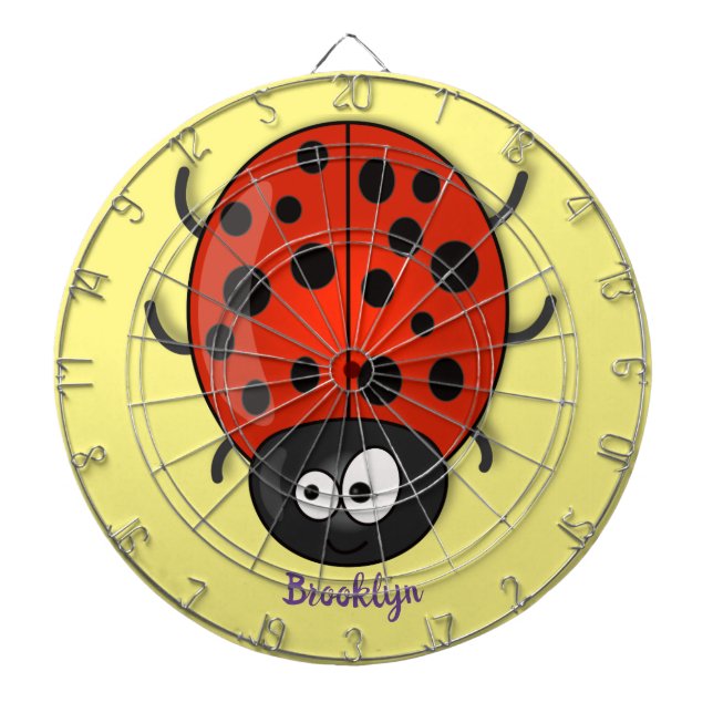 Cute happy red ladybug cartoon illustration dartboard (Front)