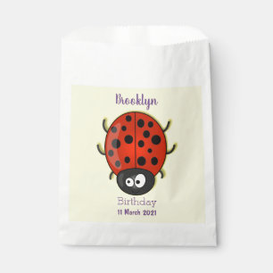 Cute happy red ladybug cartoon illustration favour bags
