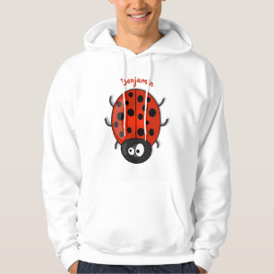 Cute happy red ladybug cartoon illustration hoodie