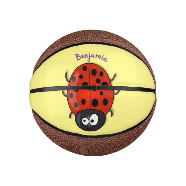 Cute happy red ladybug cartoon illustration mini basketball (Front)