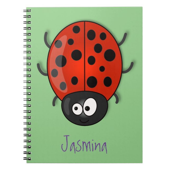 Cute happy red ladybug cartoon illustration notebook (Front)