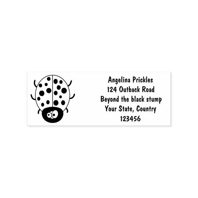 Cute happy red ladybug cartoon illustration rubber stamp (Imprint)