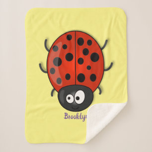 Cute happy red ladybug cartoon illustration sherpa blanket