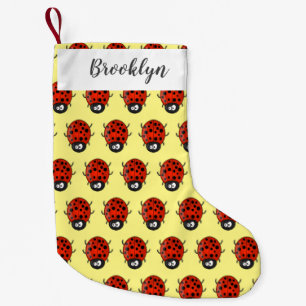 Cute happy red ladybug cartoon illustration small christmas stocking