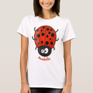 Cute happy red ladybug cartoon illustration T-Shirt