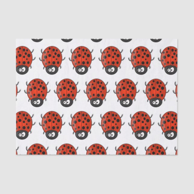 Cute happy red ladybug cartoon illustration tissue paper (Front)