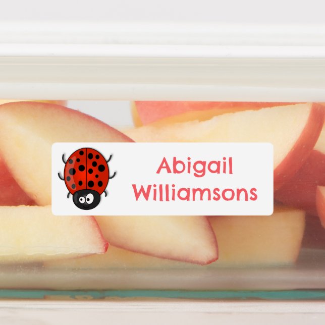 Cute happy red ladybug cartoon personalised  (Affixed)