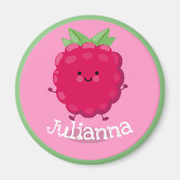 Cute happy red raspberry pink cartoon illustration