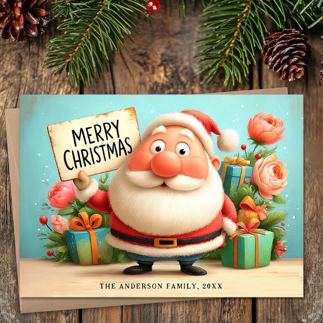 Cute Happy Santa Merry Christmas Holiday Card (Cute Happy Santa Merry Christmas Holiday Card)