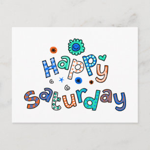 Cute Happy Saturday Week Greeting Text Expression Postcard