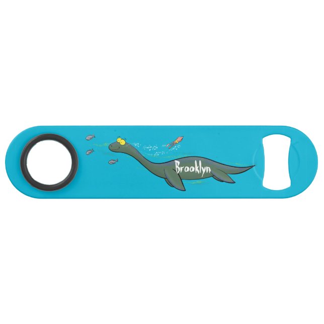 Cute, happy sea monster plesiosaur cartoon (Front (Horizontal))