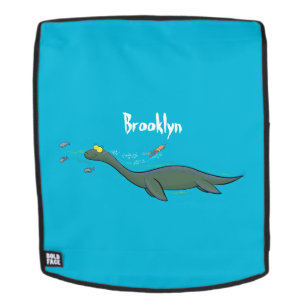 Cute, happy sea monster plesiosaur cartoon backpack