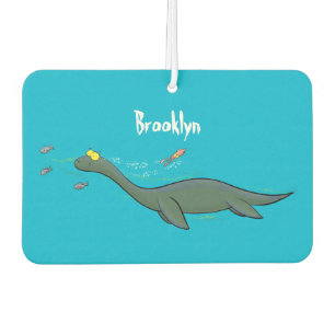 Cute, happy sea monster plesiosaur cartoon car air freshener