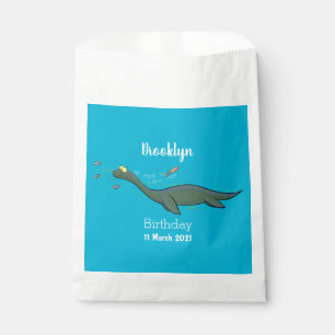 Cute, happy sea monster plesiosaur cartoon favour bags