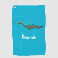 Cute, happy sea monster plesiosaur cartoon