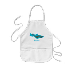 Cute, happy sea monster plesiosaur cartoon kids apron