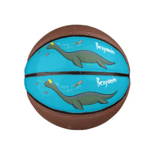 Cute, happy sea monster plesiosaur cartoon mini basketball