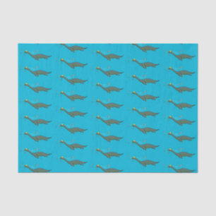 Cute, happy sea monster plesiosaur cartoon tissue paper