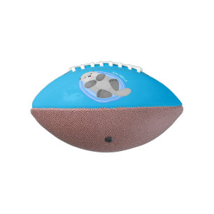 Cute happy sea otter blue cartoon illustration american football