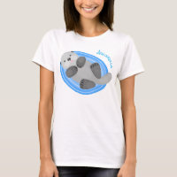 Cute happy sea otter blue cartoon illustration